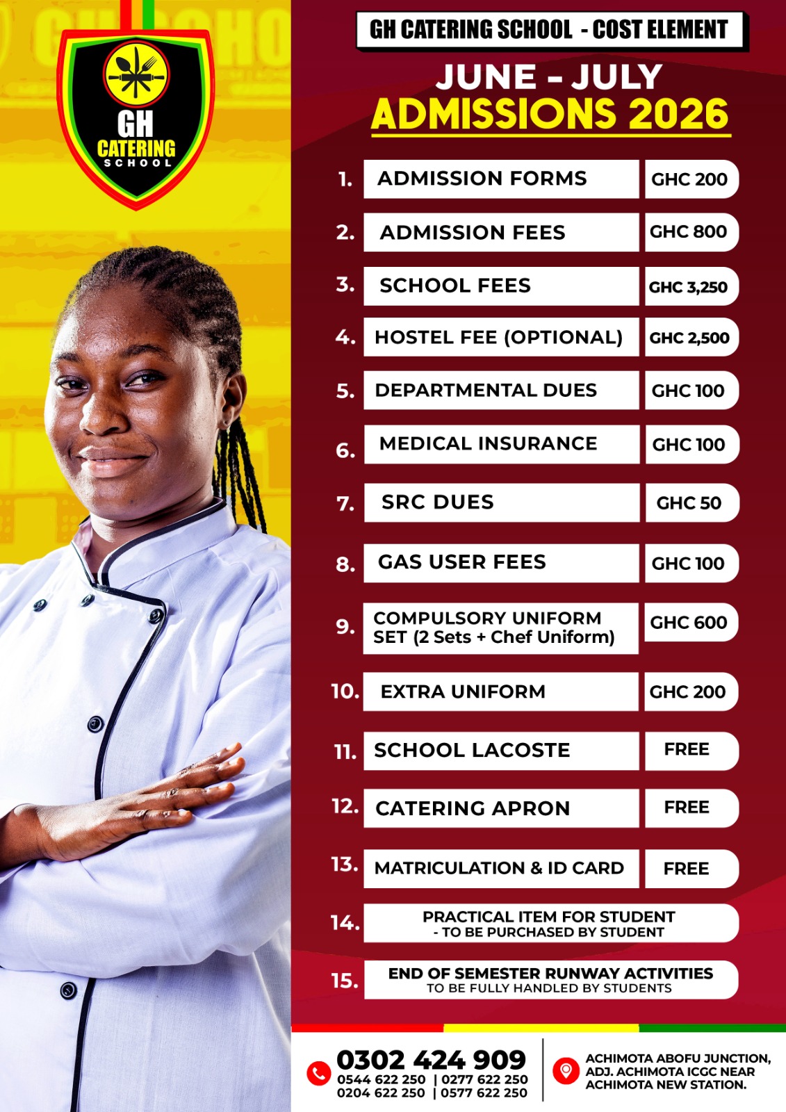 GH Catering School Cost Element – June/July 2026